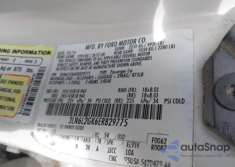 2014 Lincoln Mkz из США, поврежденный, VIN 3LN6L2GK6ER829775